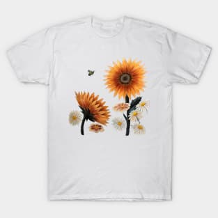 Bumble Bee and Flowers Graphic T-Shirt